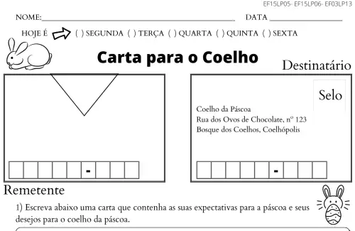 atividade de 3º ano carta páscoa